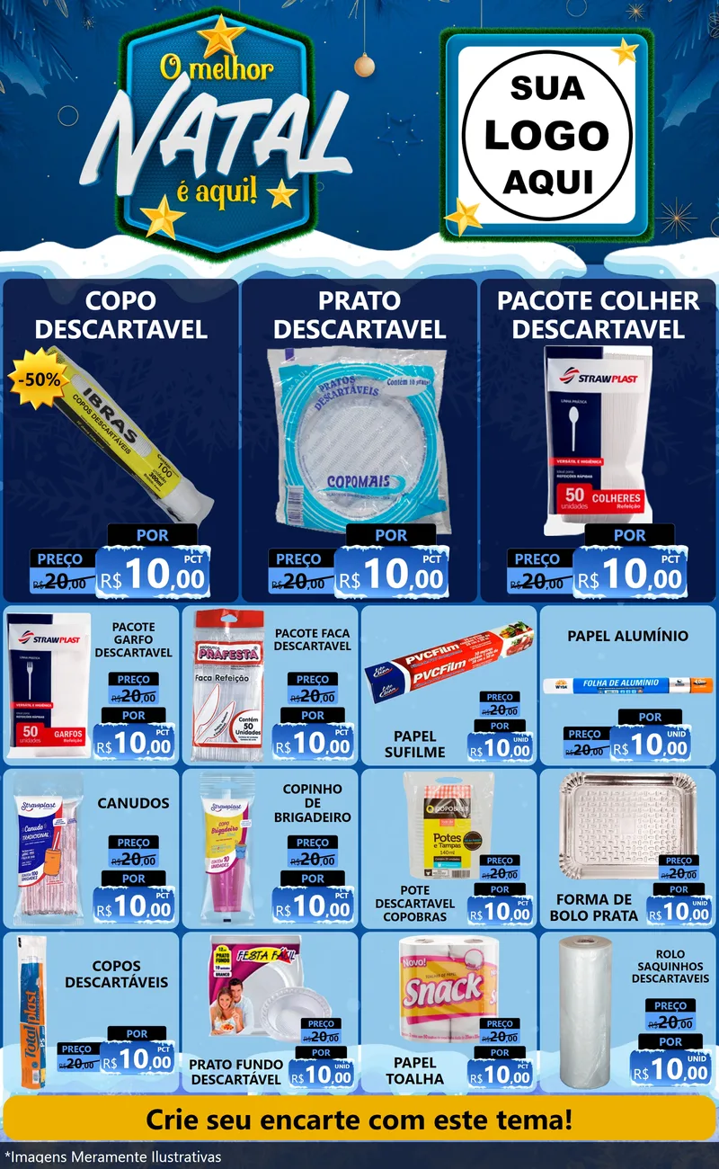 Modelo de Encarte para Encarte Grande com o tema O Melhor Natal É Aqui! para Embalagens