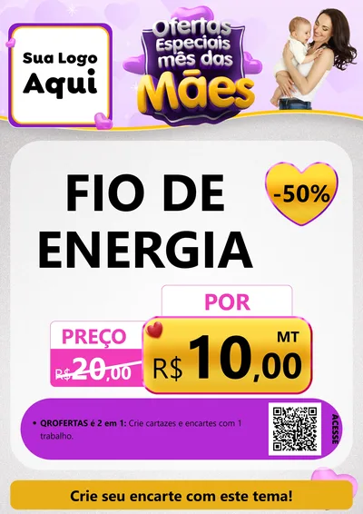 Modelo de Cartaz para Cartaz A4 Vertical com o tema Ofertas Especiais - Mês das Mães para Materiais Elétricos