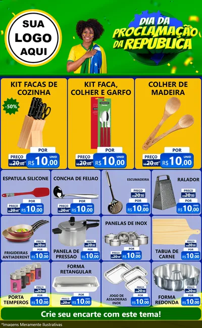 Modelo de Encarte para Encarte Grande com o tema Dia Da Proclamação Da República para Utilidades Domésticas