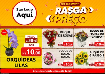 Modelo de Encarte para Encarte A4 Horizontal com o tema Fim de Semana Rasga Preços para Floricultura e jardim