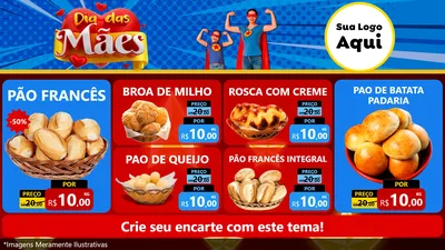 Modelo de TV para TV Horizontal com o tema Dia das Mães para Padaria