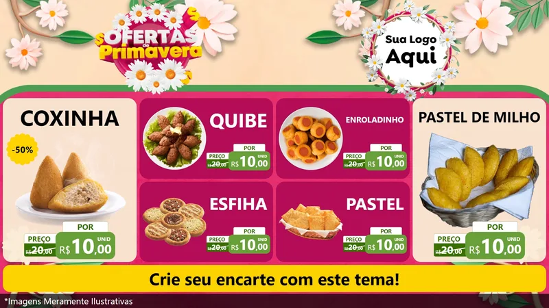 Modelo de TV para TV Horizontal com o tema Ofertas de Primavera para Salgadaria