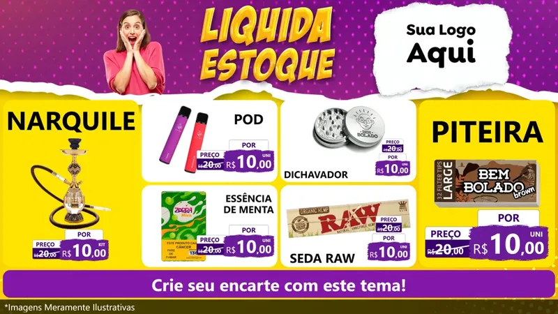 Modelo de TV para TV Horizontal com o tema Liquida estoque para Tabacaria