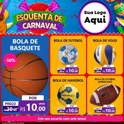 Modelo de Rede Social para Feed Facebook com o tema Esquenta de Carnaval para Artigos Esportivos