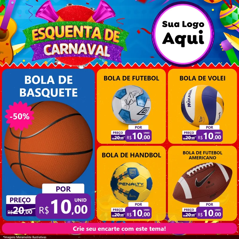 Modelo de Rede Social para Feed Facebook com o tema Esquenta de Carnaval para Artigos Esportivos