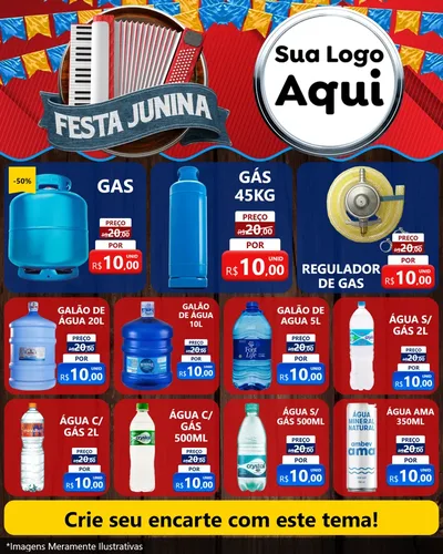 Modelo de Rede Social para Feed Instagram com o tema Festa Junina para Água e gás