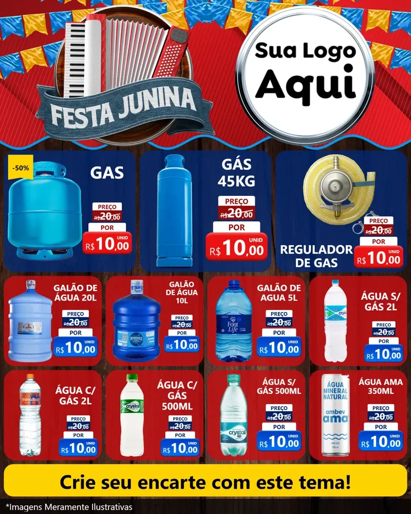 Modelo de Rede Social para Feed Instagram com o tema Festa Junina para Água e gás