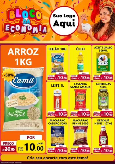 Modelo de Encarte para Encarte A4 Vertical com o tema Bloco da Economia para Supermercado
