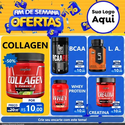 Modelo de Rede Social para Feed Facebook com o tema Fim de Semana de Ofertas para Suplementos alimentares