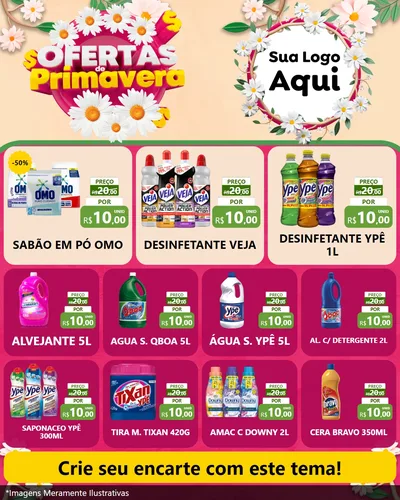 Modelo de Rede Social para Feed Instagram com o tema Ofertas de Primavera para Produtos de Limpeza