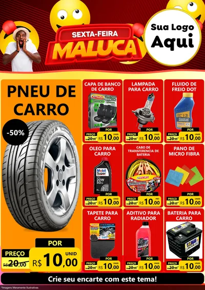 Modelo de Encarte para Encarte A4 Vertical com o tema Sexta-feira Maluca para Auto peças