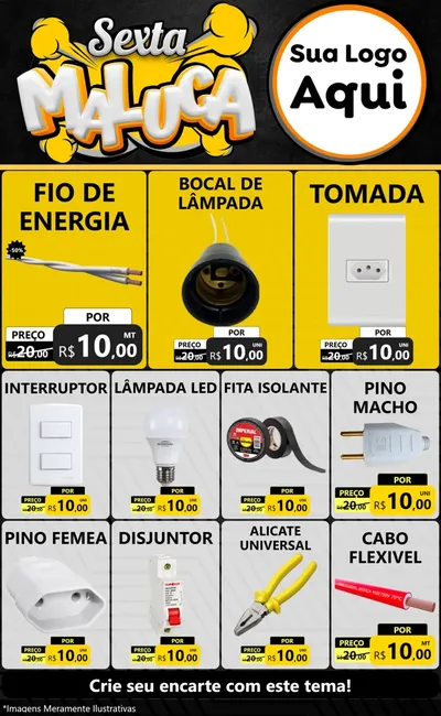 Modelo de Encarte para Encarte Grande com o tema Sexta Maluca para Materiais Elétricos