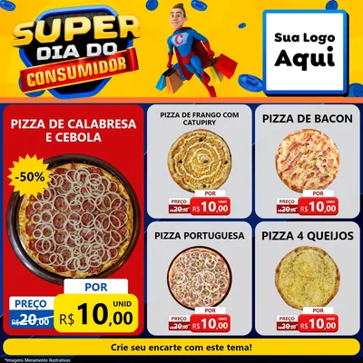 Modelo de Rede Social para Feed Facebook com o tema Super Dia do Consumidor para Pizzaria