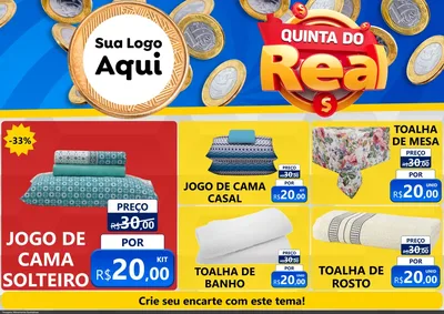 Modelo de Encarte para Encarte A4 Horizontal com o tema Quinta do Real para Cama, Mesa e Banho