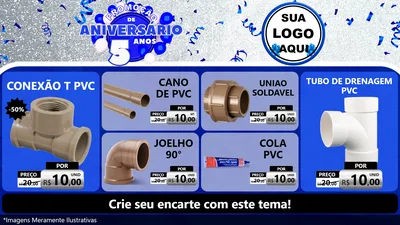 Modelo de TV para TV Horizontal com o tema Promoção de Aniversário - 5 Anos para Tubos e conexões