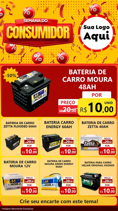 Modelo de Rede Social para Stories com o tema Semana do Consumidor para Baterias Elétricas