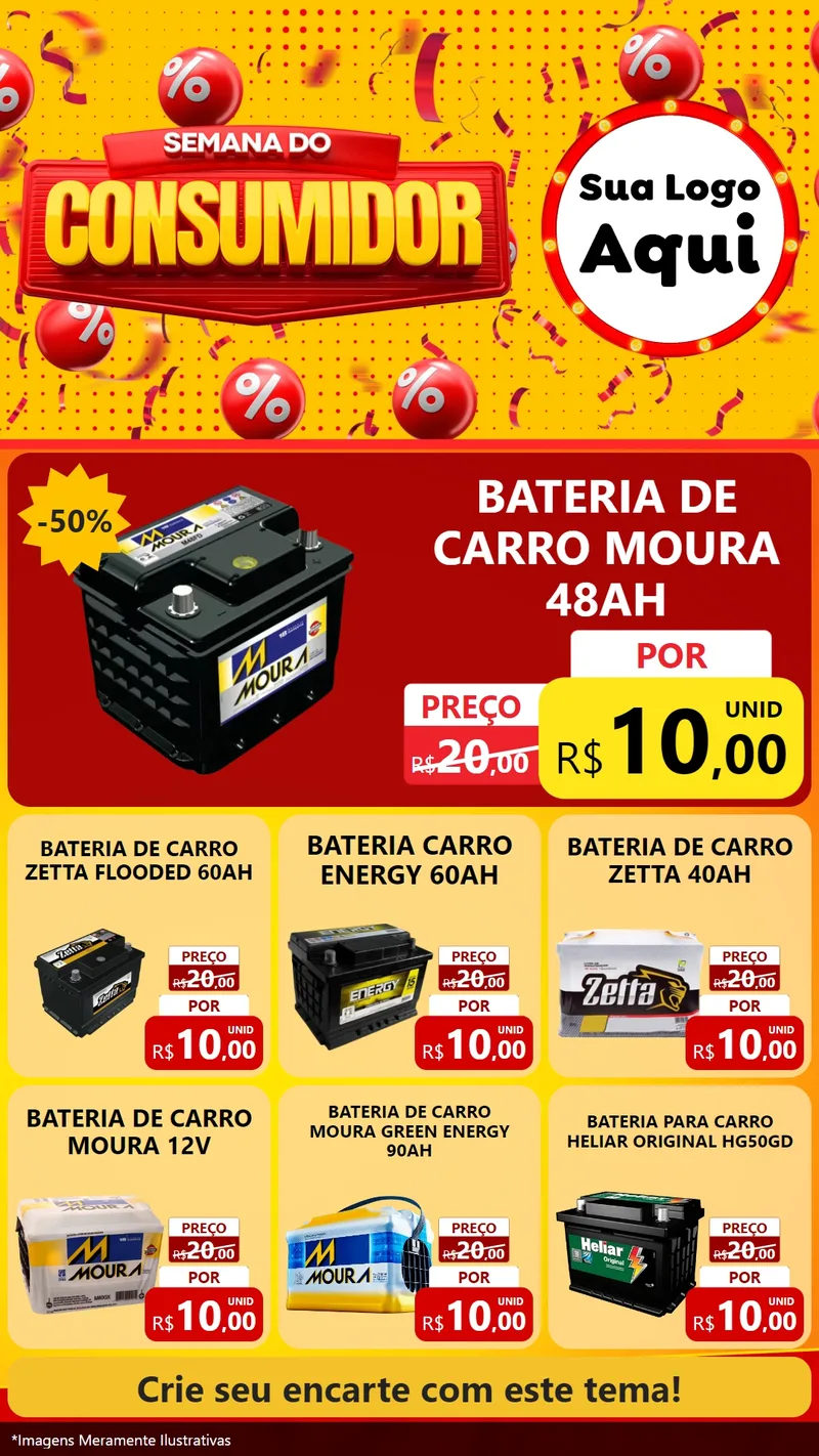 Modelo de Rede Social para Stories com o tema Semana do Consumidor para Baterias Elétricas