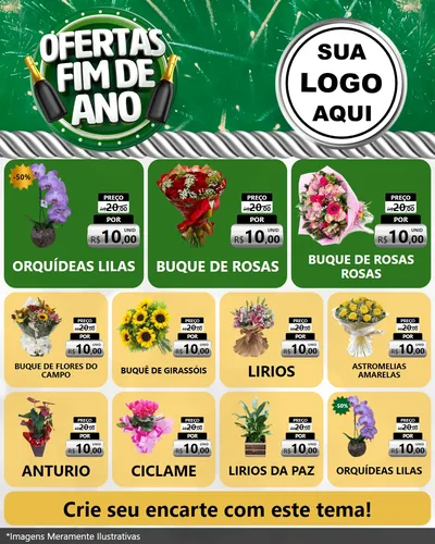 Modelo de Rede Social para Feed Instagram com o tema Ofertas Fim de Ano para Floricultura e jardim