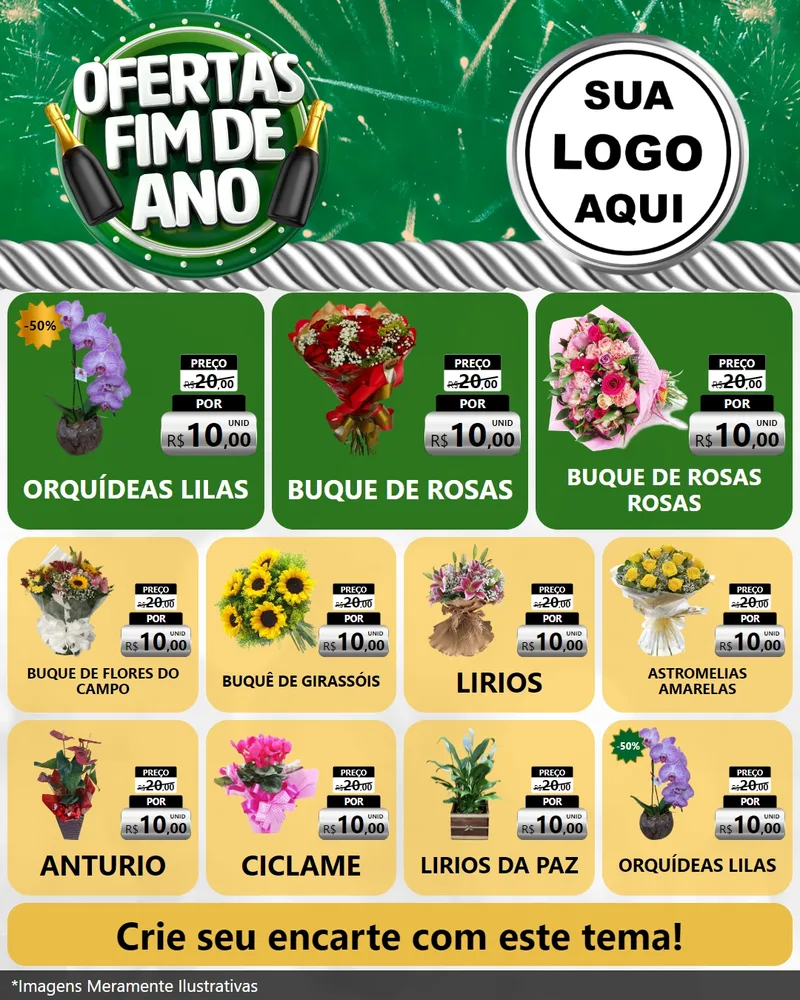 Modelo de Rede Social para Feed Instagram com o tema Ofertas Fim de Ano para Floricultura e jardim