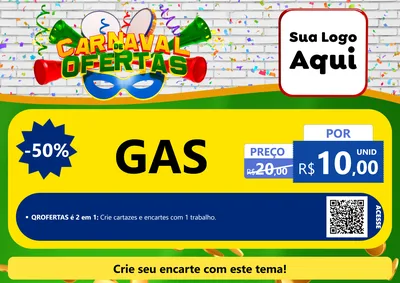 Modelo de Cartaz para Cartaz A4 Horizontal com o tema Carnaval de Ofertas para Água e gás