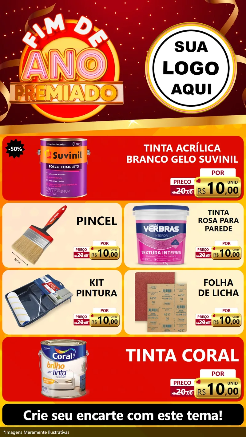 Modelo de TV para TV Vertical com o tema Fim de Ano Premiado para Tintas e Ferramentas