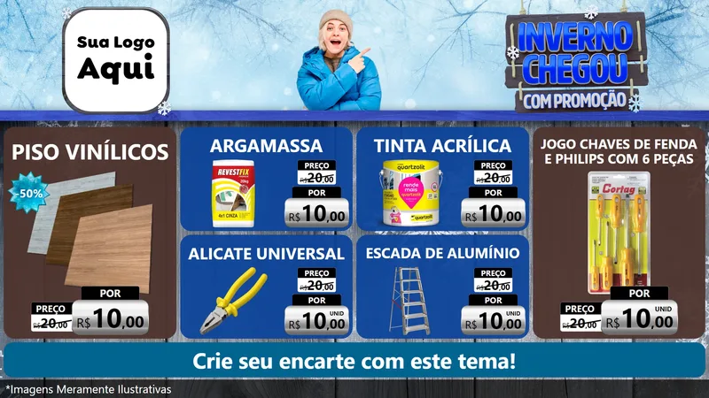 Modelo de TV para TV Horizontal com o tema Inverno Chegou Com Promoção para Material para Construção