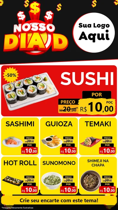 Modelo de Rede Social para Stories com o tema Nosso Dia D para Comida japonesa