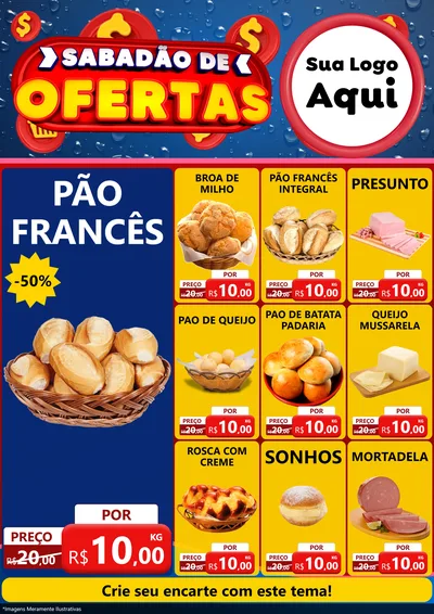 Modelo de Encarte para Encarte A4 Vertical com o tema Sabadão de Ofertas para Padaria