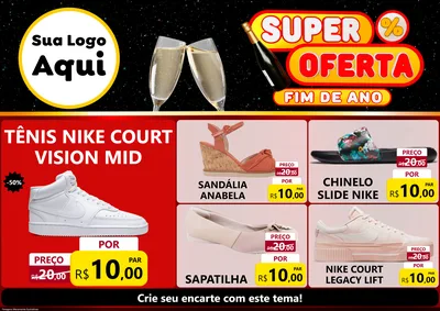 Modelo de Encarte para Encarte A4 Horizontal com o tema Super Oferta Fim de Ano para Calçados