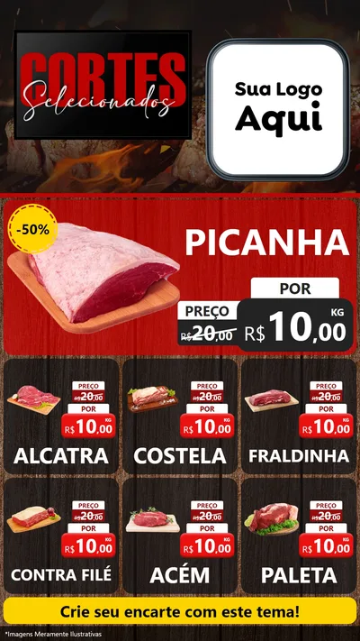 Modelo de Rede Social para Stories com o tema Cortes Selecionados para Açougue
