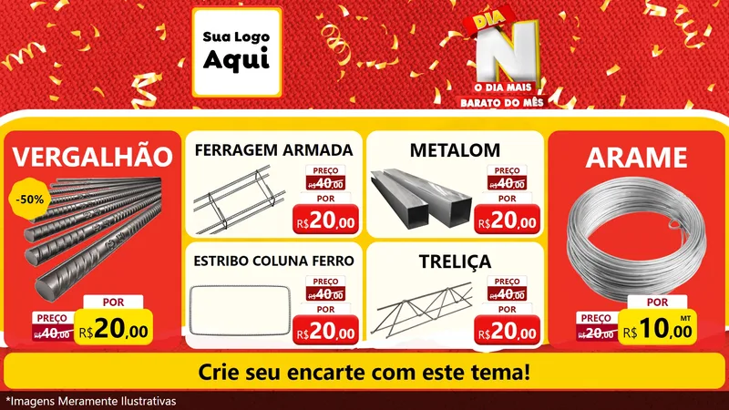 Modelo de TV para TV Horizontal com o tema Dia N o Dia Mais Barato do Mês para Ferragens
