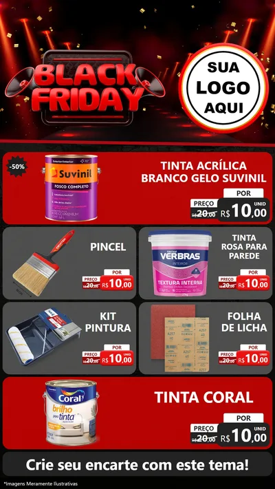 Modelo de TV para TV Vertical com o tema Black Friday para Tintas e Ferramentas
