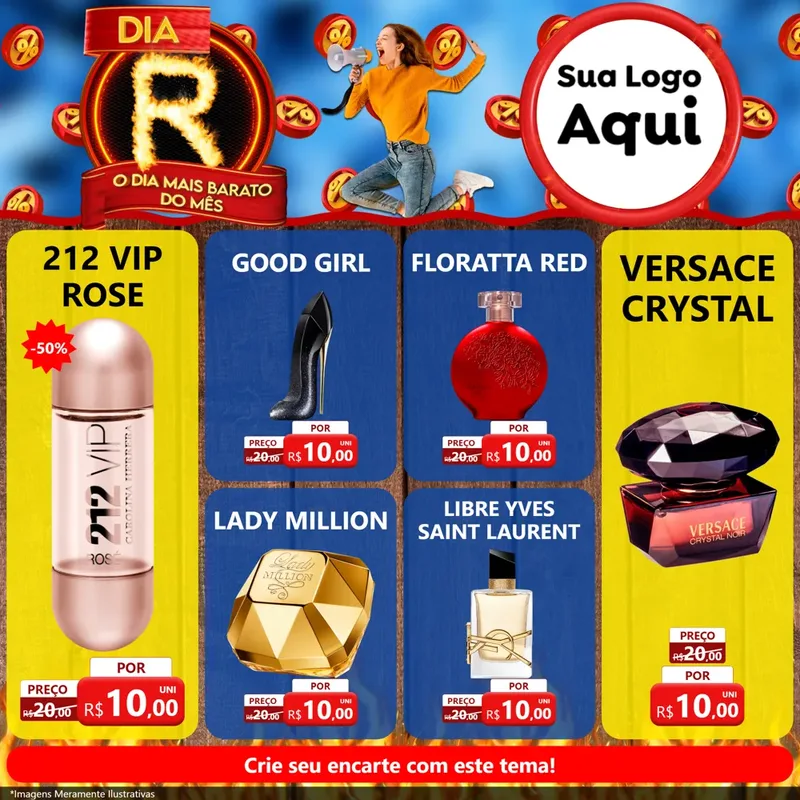Modelo de Rede Social para Feed Facebook com o tema Dia R - O Dia Mais Barato Do Mês para Perfumes