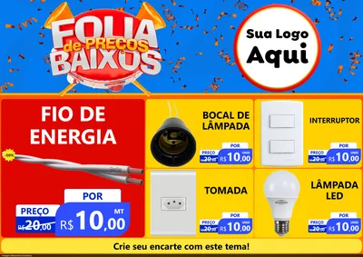 Modelo de Encarte para Encarte A4 Horizontal com o tema Folia de Preços Baixos para Materiais Elétricos