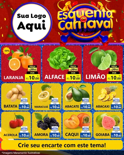 Modelo de Rede Social para Feed Instagram com o tema Esquenta de Carnaval para Hortifrúti