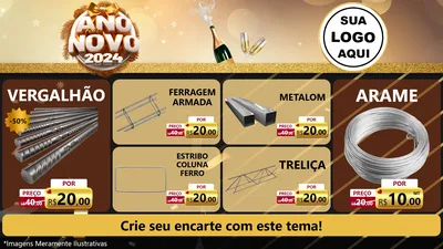 Modelo de TV para TV Horizontal com o tema Feliz Ano Novo 2027 para Ferragens