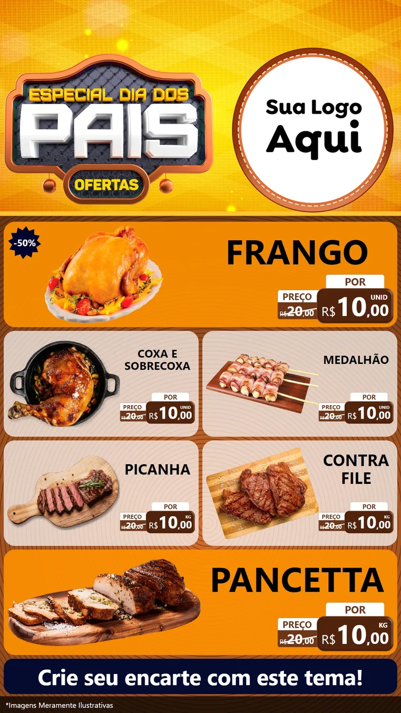 Modelo de TV para TV Vertical com o tema Especial Dia dos Pais para Assados