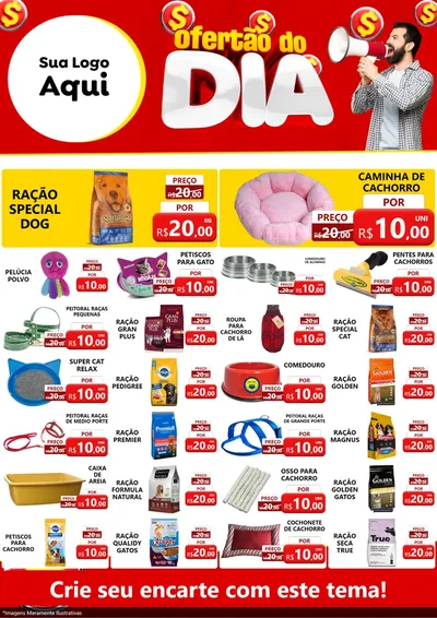 Modelo de Encarte para Encarte A4 Vertical com o tema Ofertão do dia para Pet Shop