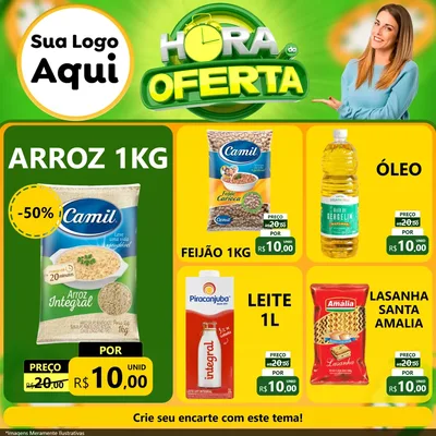 Modelo de Rede Social para Feed Facebook com o tema Hora da Oferta para Supermercado