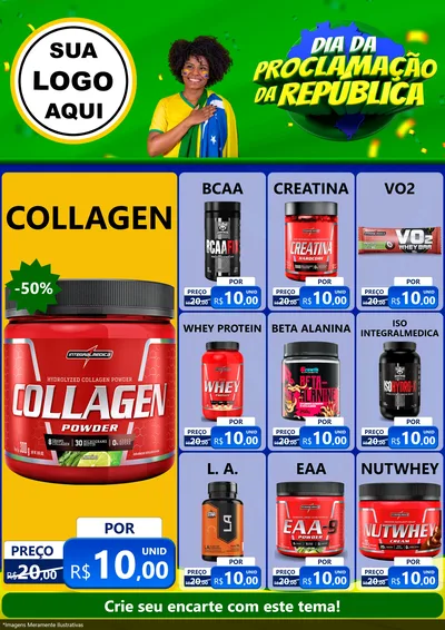 Modelo de Encarte para Encarte A4 Vertical com o tema Dia Da Proclamação Da República para Suplementos alimentares