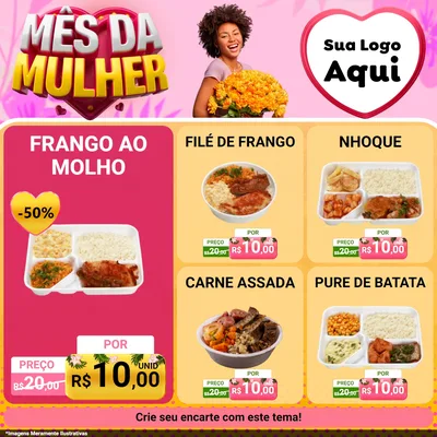 Modelo de Rede Social para Feed Facebook com o tema Mês da Mulher para Restaurante