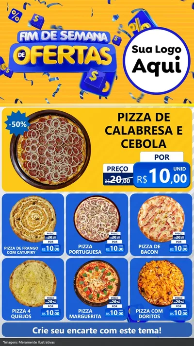 Modelo de Rede Social para Stories com o tema Fim de Semana de Ofertas para Pizzaria