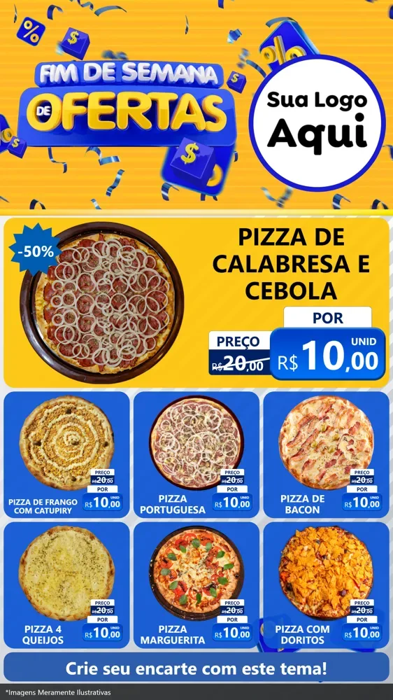 Modelo de Rede Social para Stories com o tema Fim de Semana de Ofertas para Pizzaria