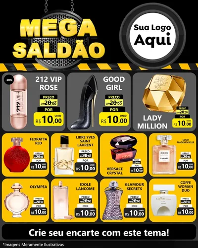 Modelo de Rede Social para Feed Instagram com o tema Mega Saldão para Perfumes