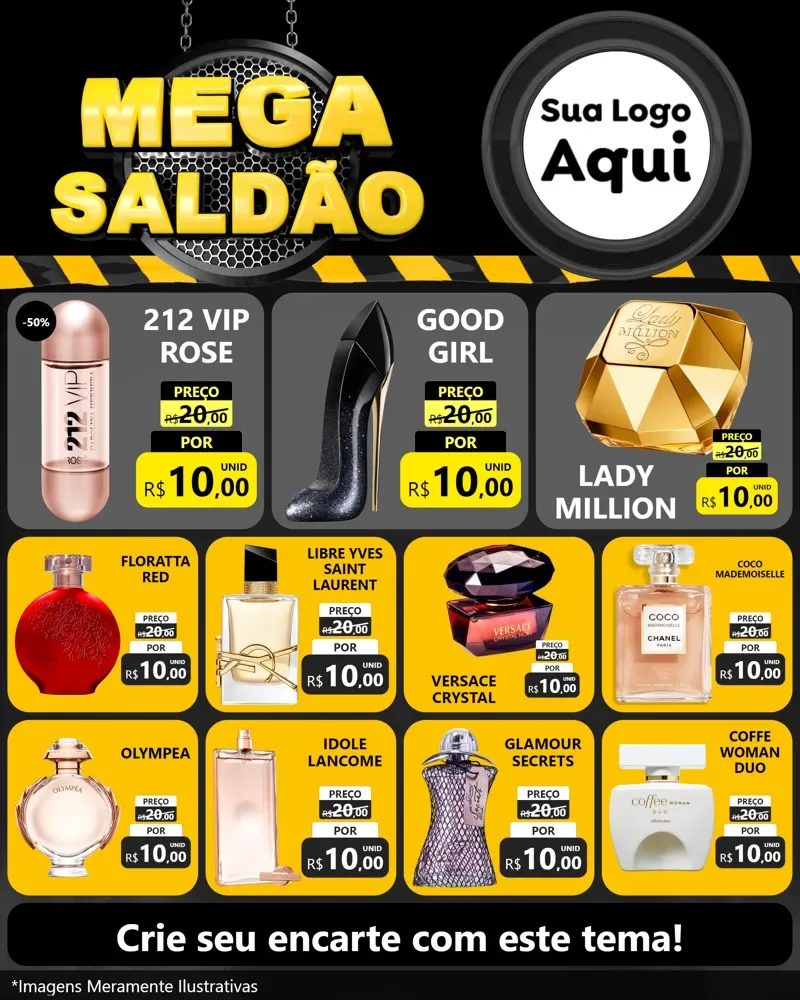 Modelo de Rede Social para Feed Instagram com o tema Mega Saldão para Perfumes