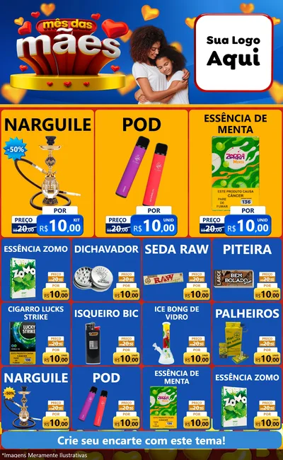 Modelo de Encarte para Encarte Grande com o tema Mês das Mães para Tabacaria
