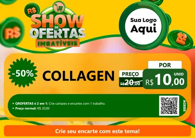 Modelo de Cartaz para Cartaz A4 Horizontal com o tema Show de Ofertas Imbatíveis para Suplementos alimentares