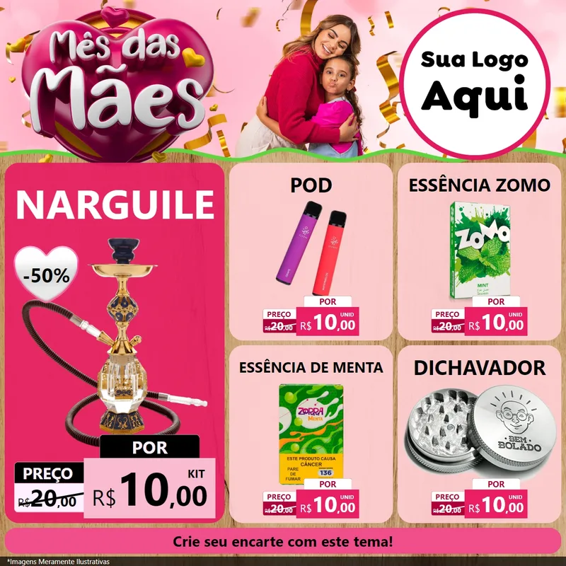 Modelo de Rede Social para Feed Facebook com o tema Mês das Mães para Tabacaria
