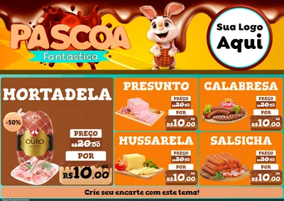 Modelo de Encarte para Encarte A4 Horizontal com o tema Páscoa Fantástica para Frios e Laticínios