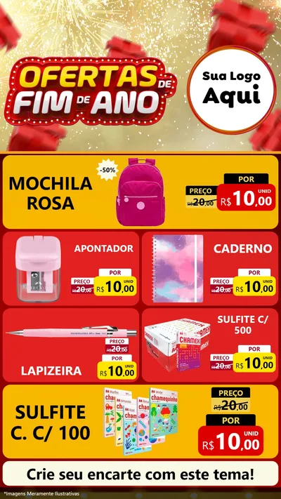Modelo de TV para TV Vertical com o tema Ofertas de Fim de Ano para Papelaria